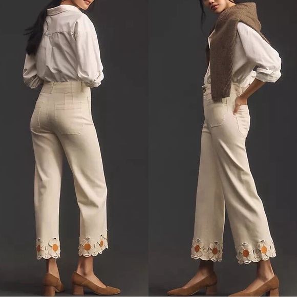 FINAL PRICE Anthropologie Maeve The Colette Denim Cropped Wide-Leg Jeans - Picture 2 of 8